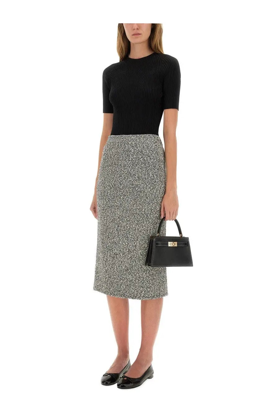 Tory Burch Women's Ribbed Cotton Pullover Black, view 2