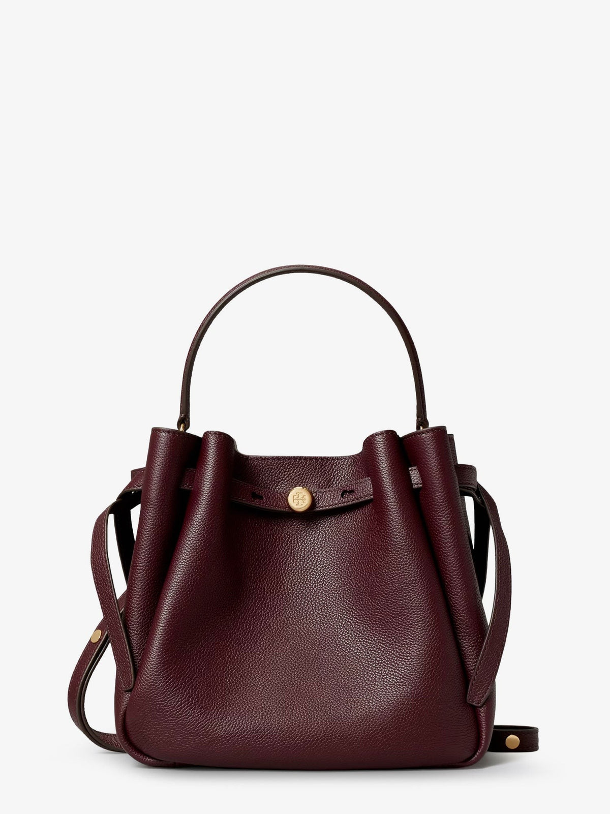 Tory Burch Women's Romy Leather Bucket Bag DARKCARMINE