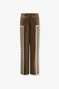 Tory Burch Women's Silk Trousers Brown