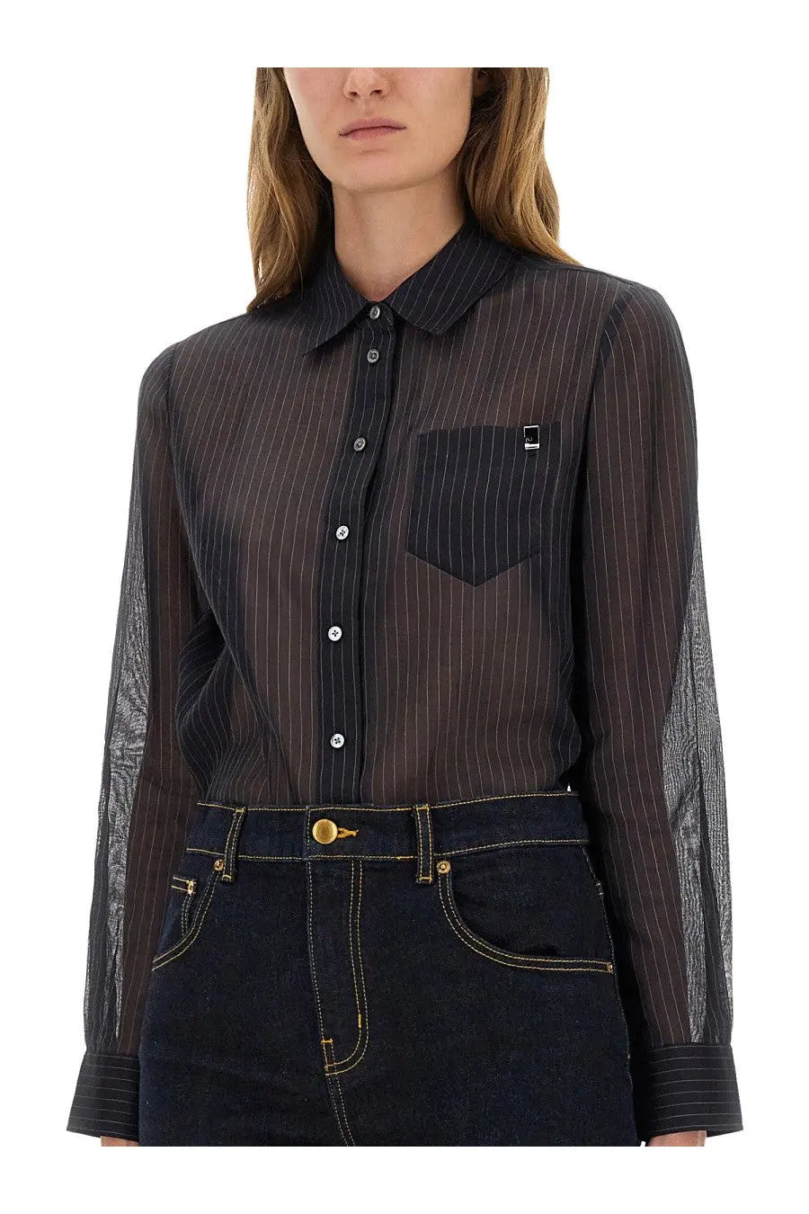Tory Burch Women's Striped Cotton Shirt Blue, view 4