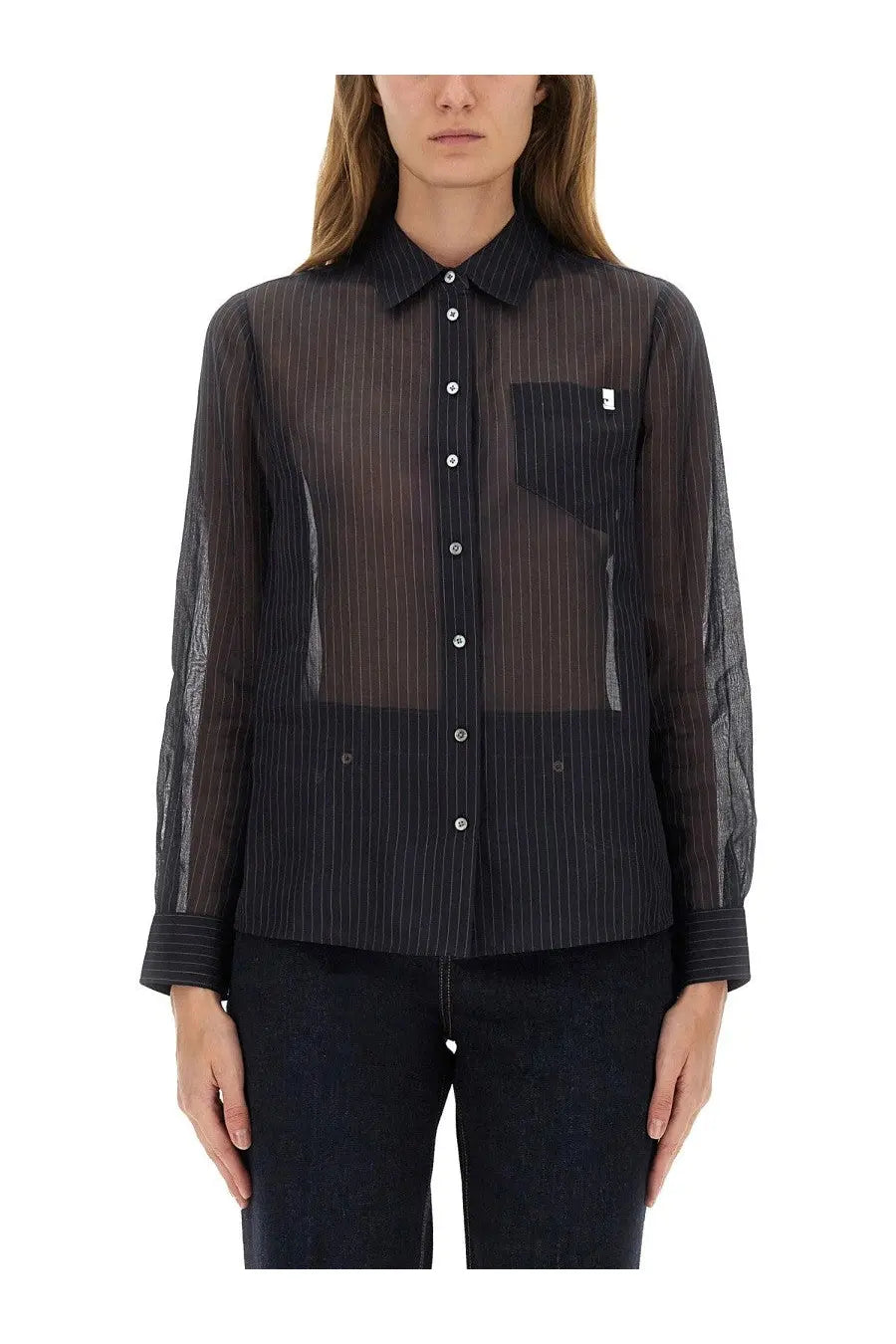 Tory Burch Women's Striped Cotton Shirt Blue