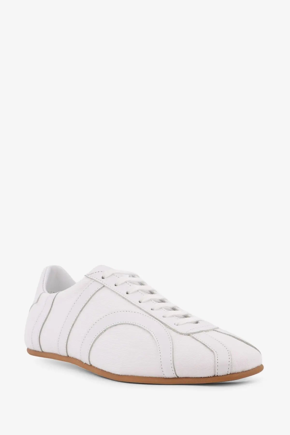 Toteme Women's Canvas Low Top Sneakers White, view 3