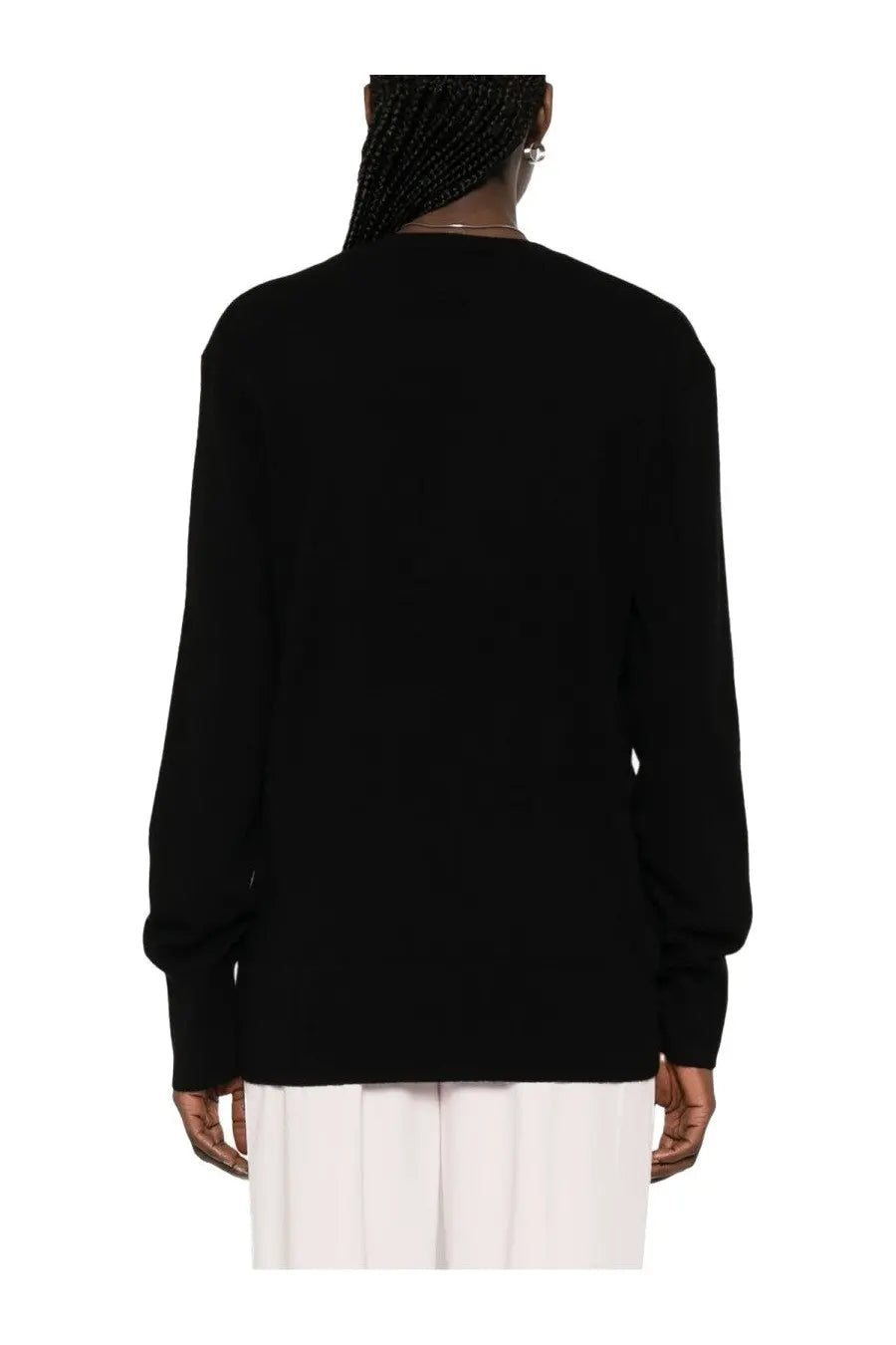 Toteme women’s black cashmere sweater with a relaxed fit long sleeves and ribbed cuffs