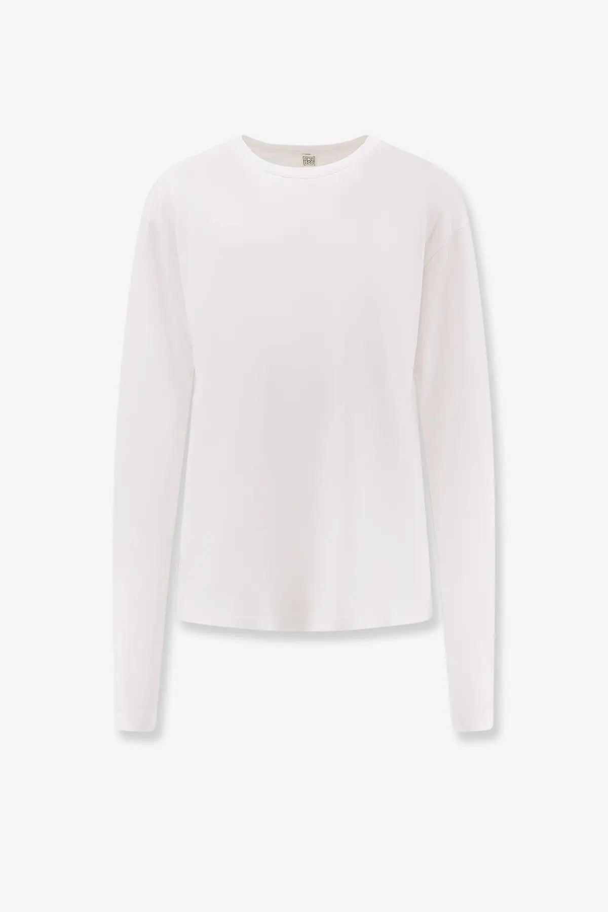 Toteme women’s classic long sleeve lyocell and cotton white shirt with soft texture and simple crew neckline