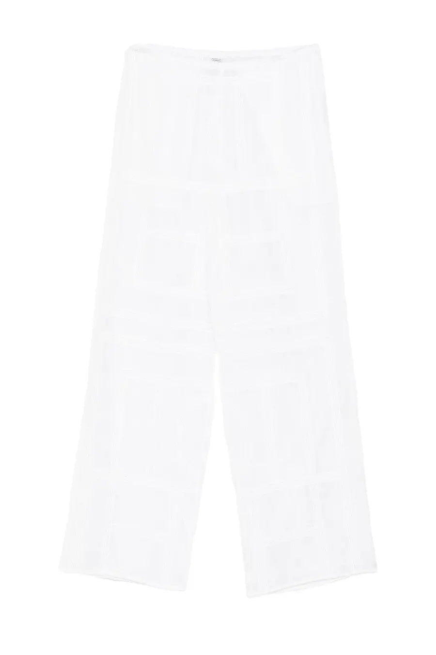 White wide-leg cotton and silk pants by toteme featuring a subtle textured pattern for women