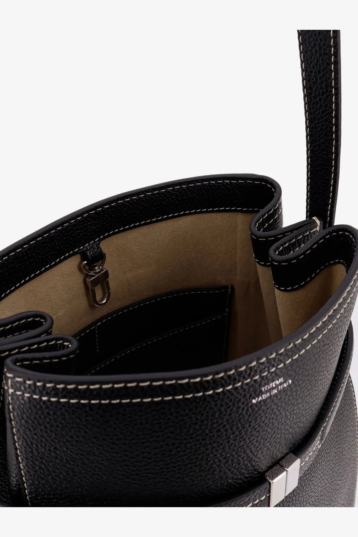 Toteme Women's Hammered Leather Bucket Bag Black, view 5