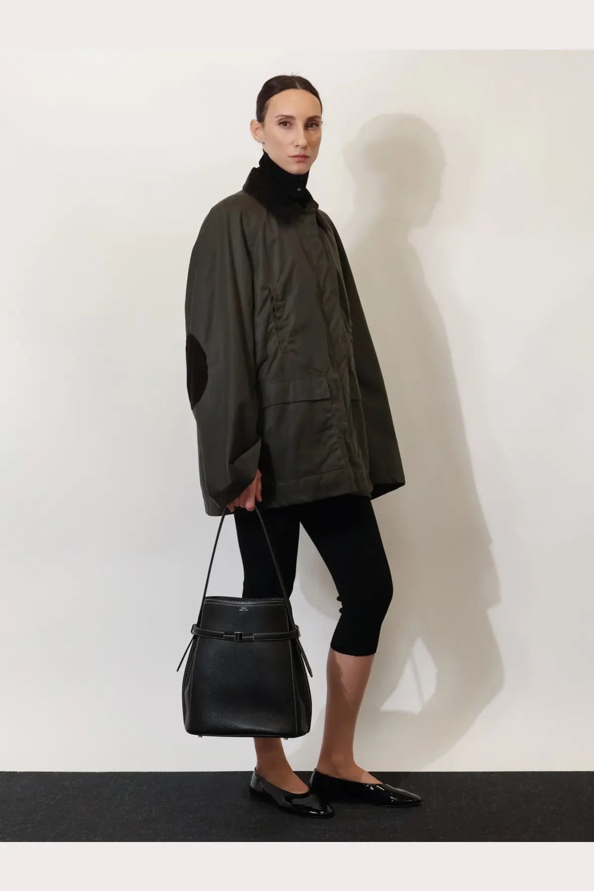 Toteme Women's Hammered Leather Bucket Bag Black, view 2