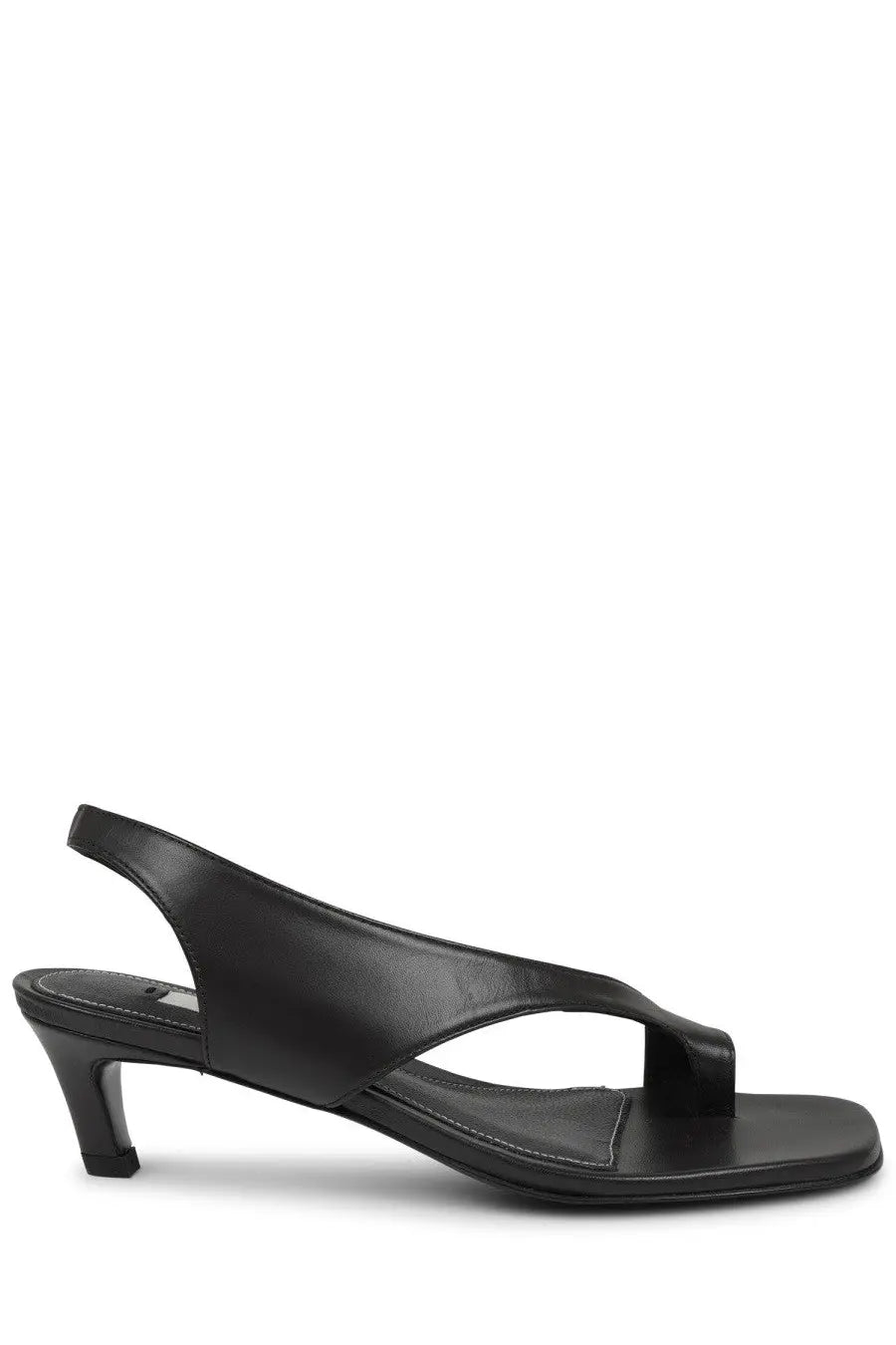 Toteme women’s black leather heeled sandal with a low heel and minimalist design