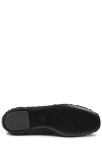 Toteme women’s leather ballerina black flat shoe with textured braided upper and smooth rubber sole