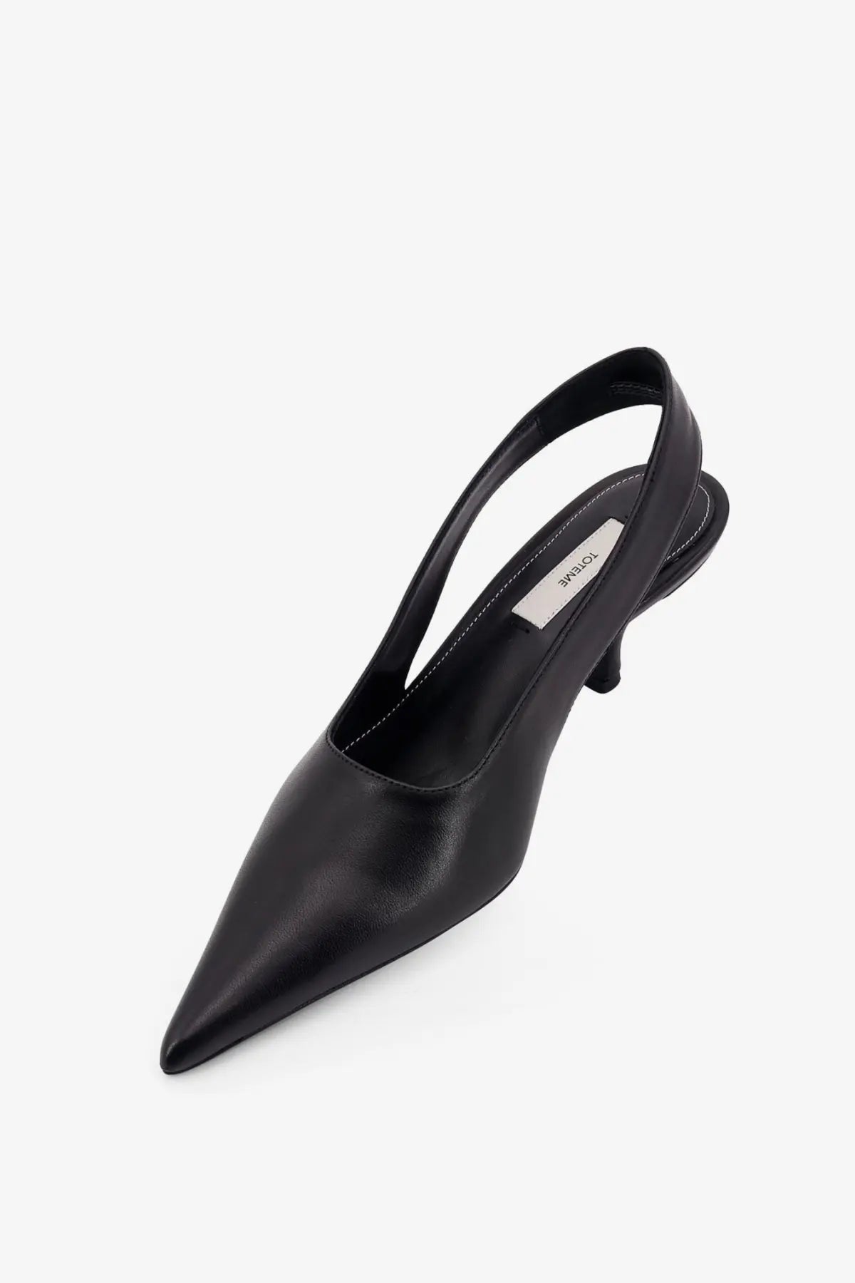 Toteme women’s black leather slingback pump with pointed toe and low heel for elegant wear