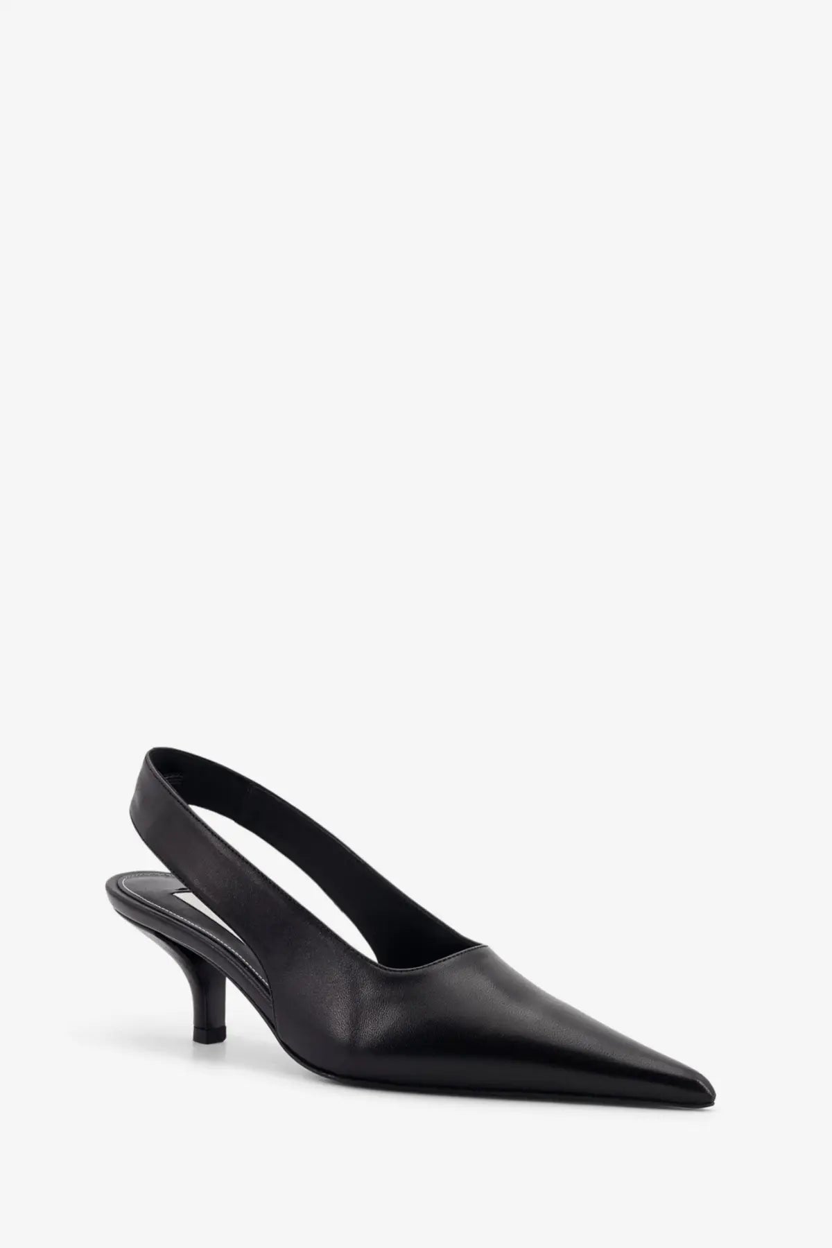 Toteme women’s black leather slingback pump with pointed toe and slender heel for elegant wear