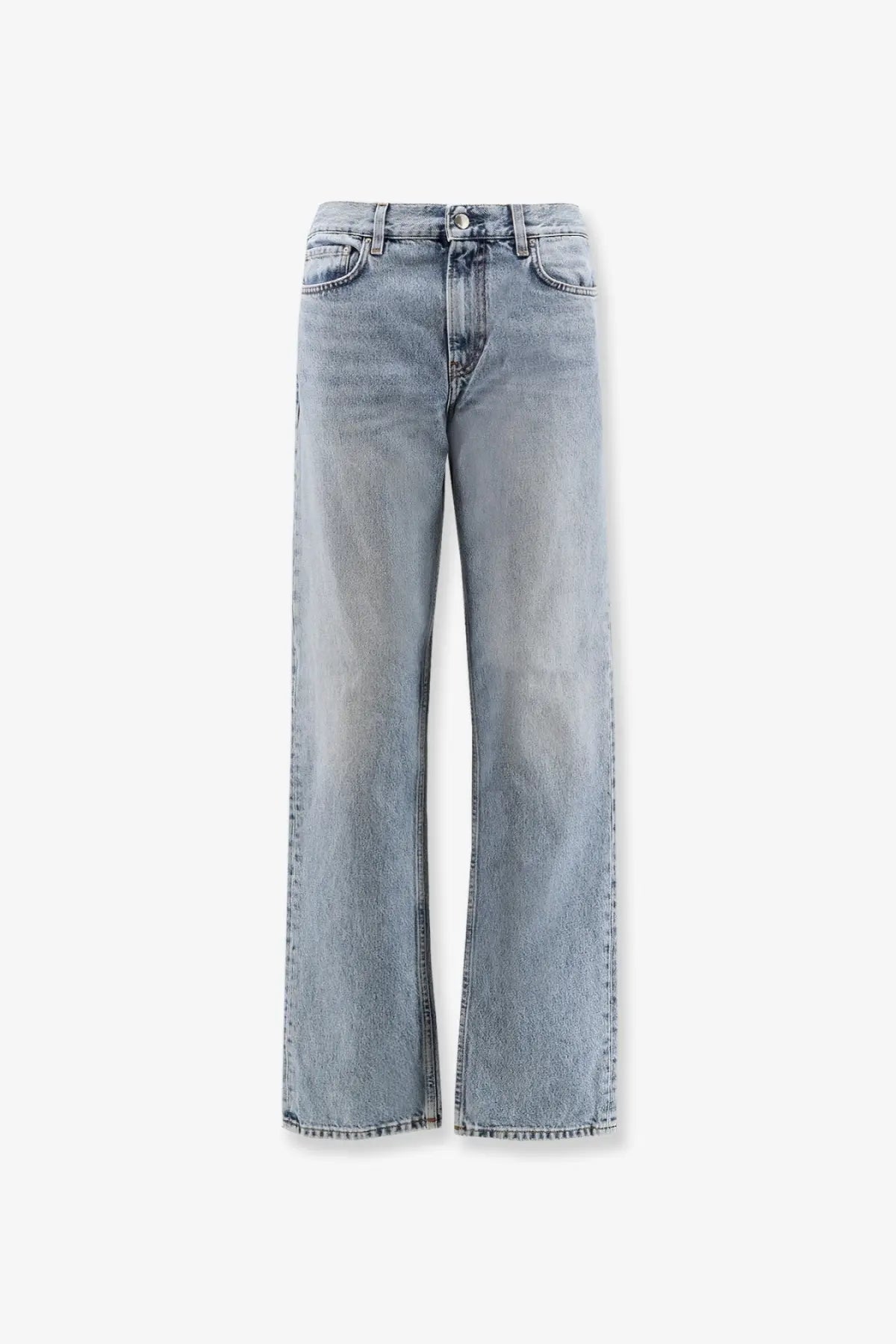 Toteme women’s low straight organic cotton jeans in grey with light-wash denim and classic five-pocket design