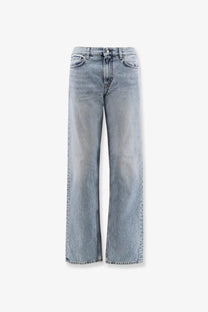 Toteme women’s low straight organic cotton jeans in grey with light-wash denim and classic five-pocket design