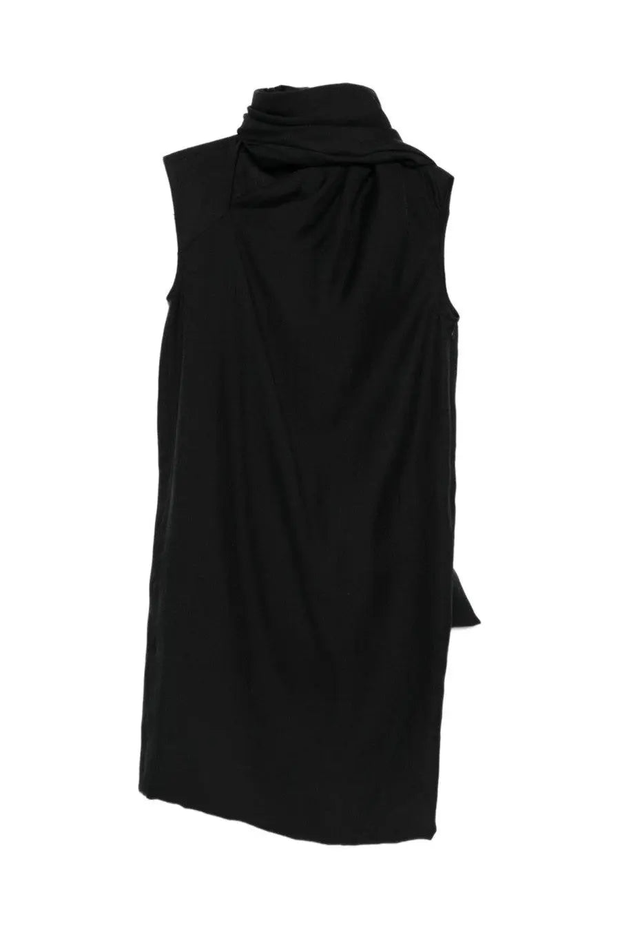 Toteme women’s midi dress in black with a high draped collar sleeveless design and soft fabric
