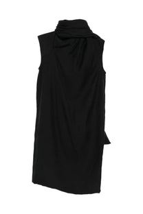 Toteme women’s midi dress in black with a high draped collar sleeveless design and soft fabric