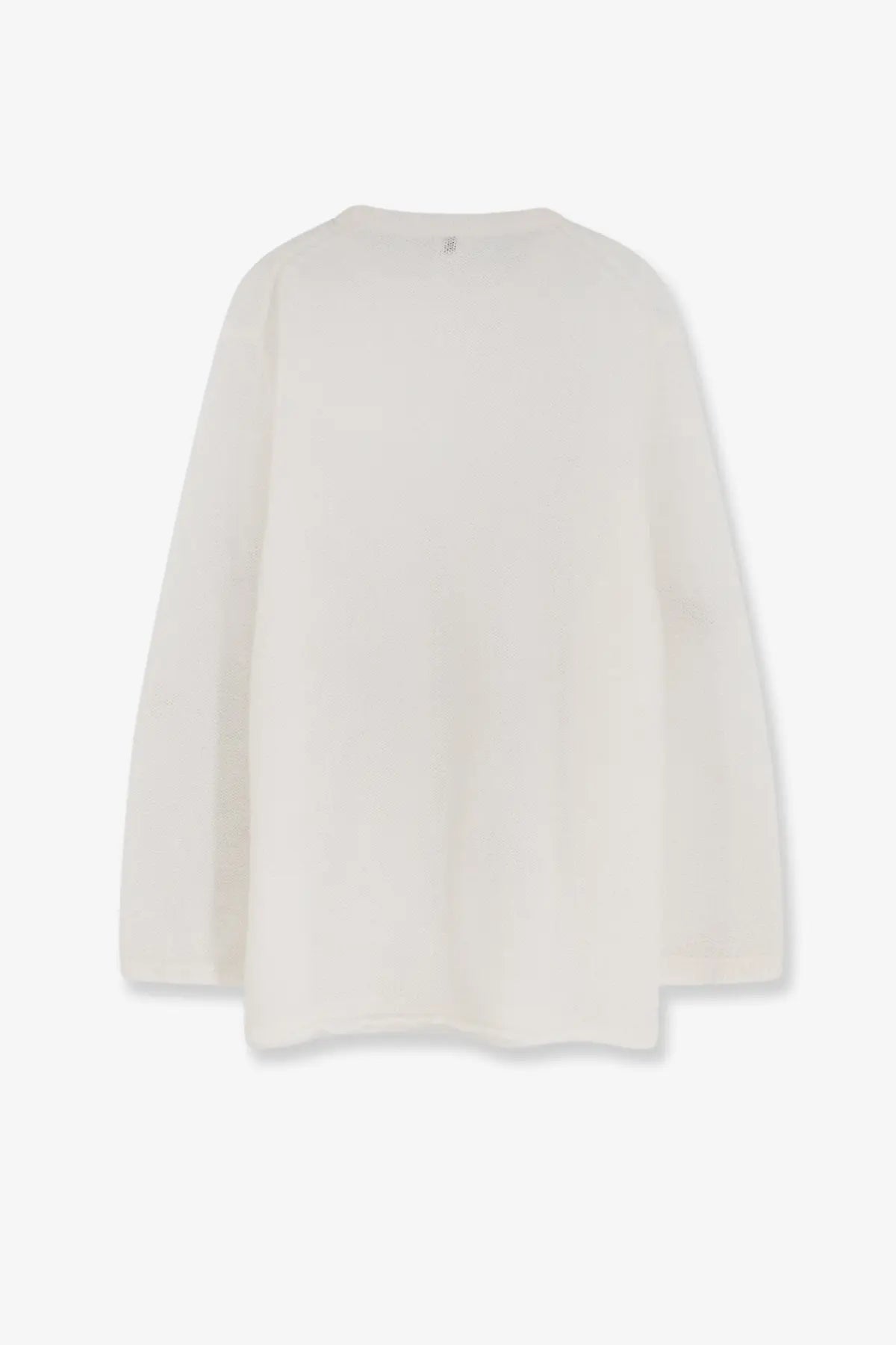 Toteme women’s cream-colored mohair and wool blend long-sleeved knit top with relaxed fit and rounded neckline