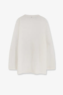 Toteme women’s cream-colored mohair and wool blend long-sleeved knit top with relaxed fit and rounded neckline