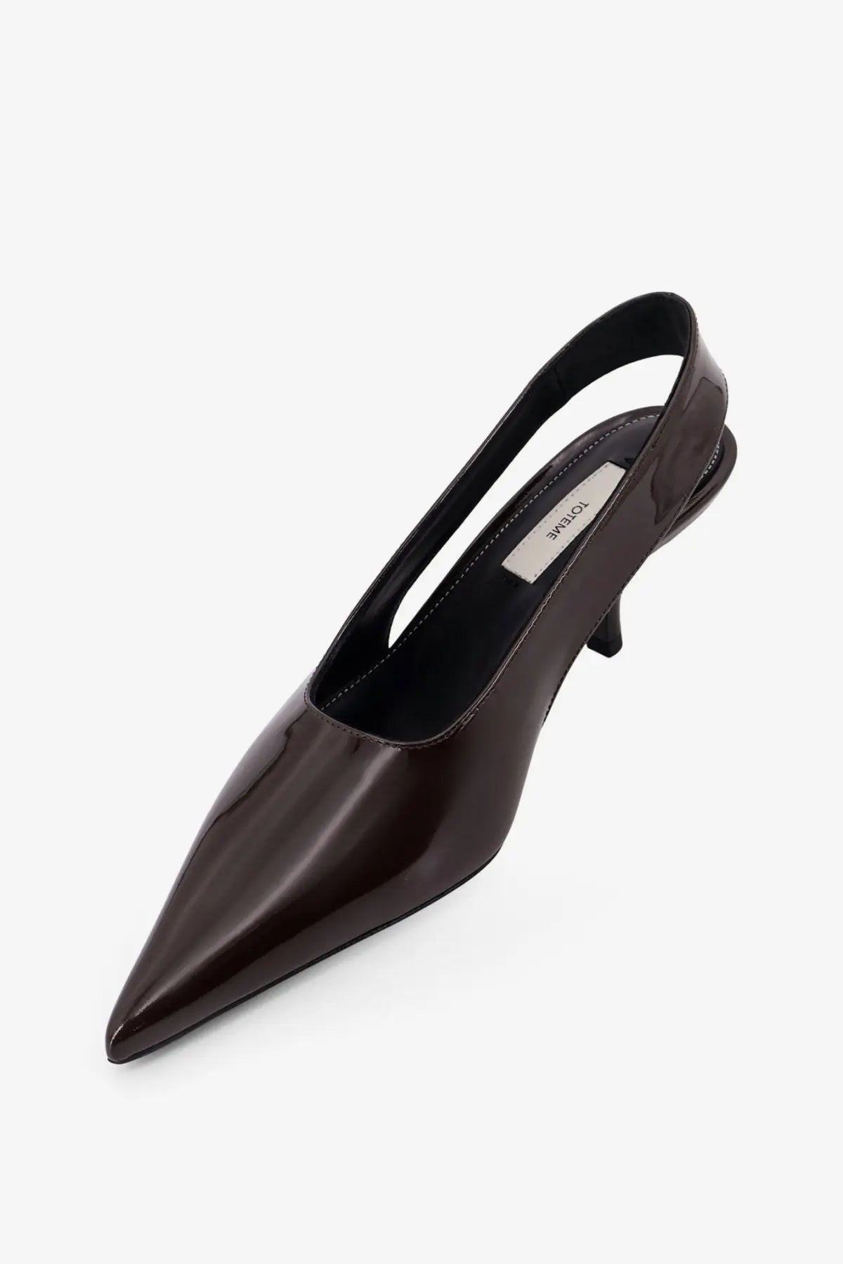 Toteme Women's Patent Leather Slingback Pumps Brown, view 4
