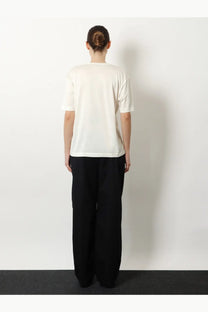 Toteme women’s off-white silk and cotton blend short-sleeved t-shirt with relaxed fit and ribbed neckline