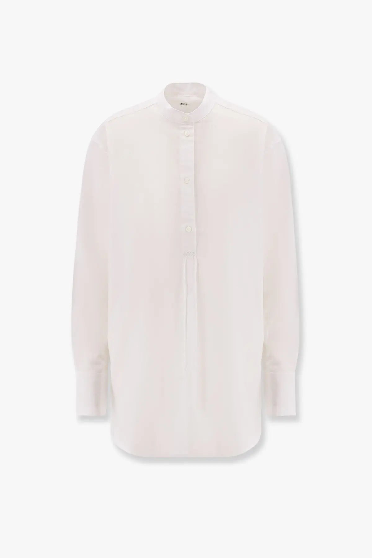 Toteme women’s white organic cotton shirt with stand collar long sleeves and front button closure