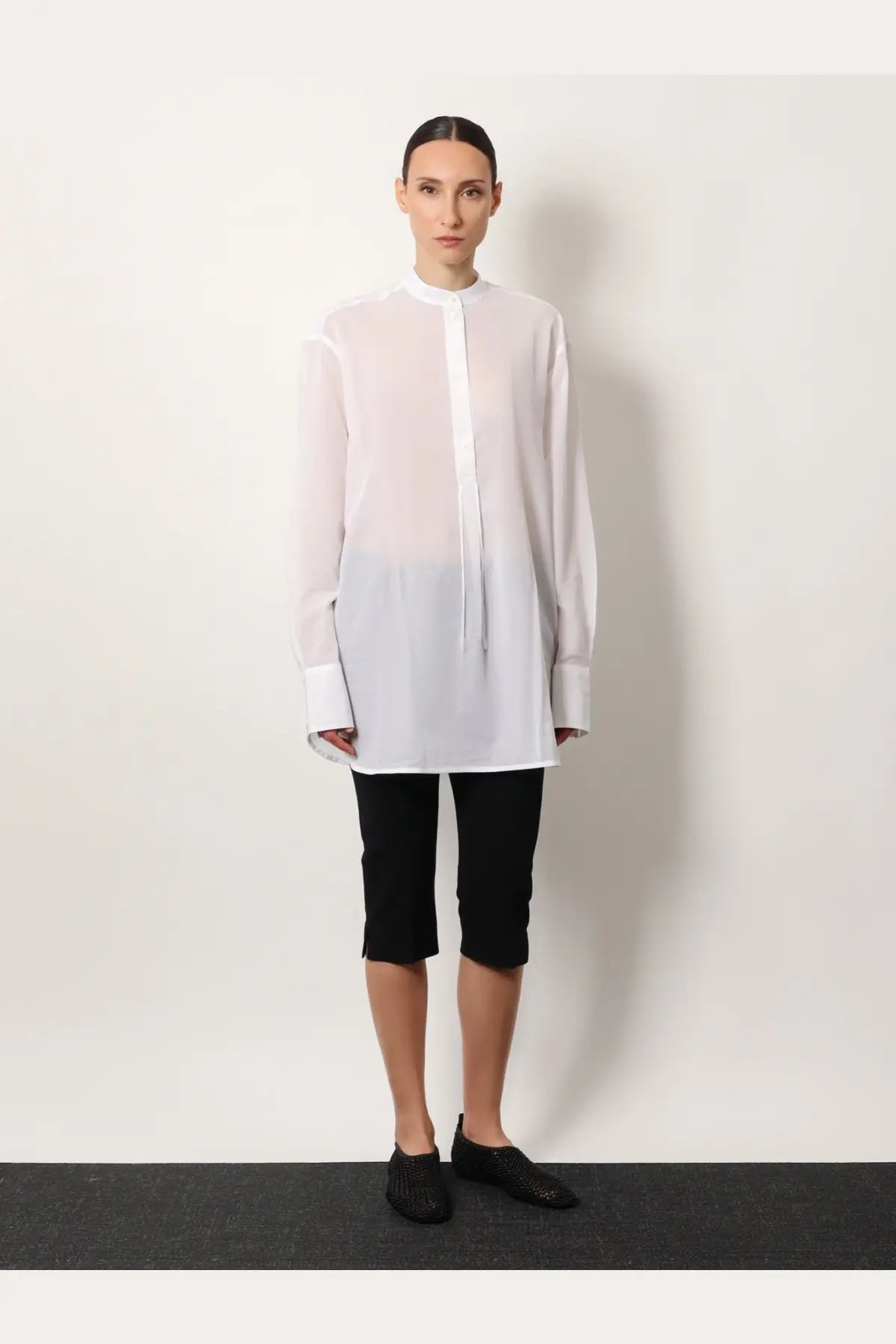 Toteme Women's Stand Collar Organic Cotton Shirt White, view 2