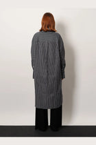 Toteme Women's Striped Kimono Sleeve Shirtdress Black, view 3