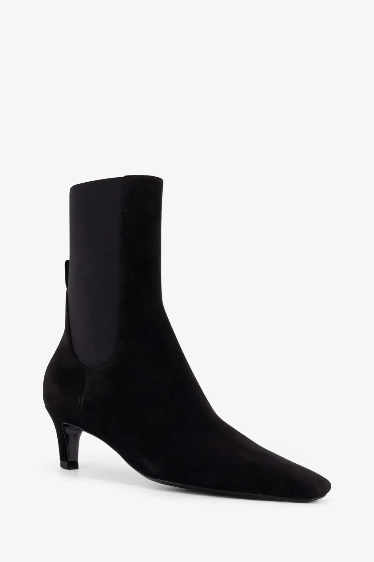 Toteme women’s black suede ankle boot with sleek pointed toe and low heel for stylish everyday wear