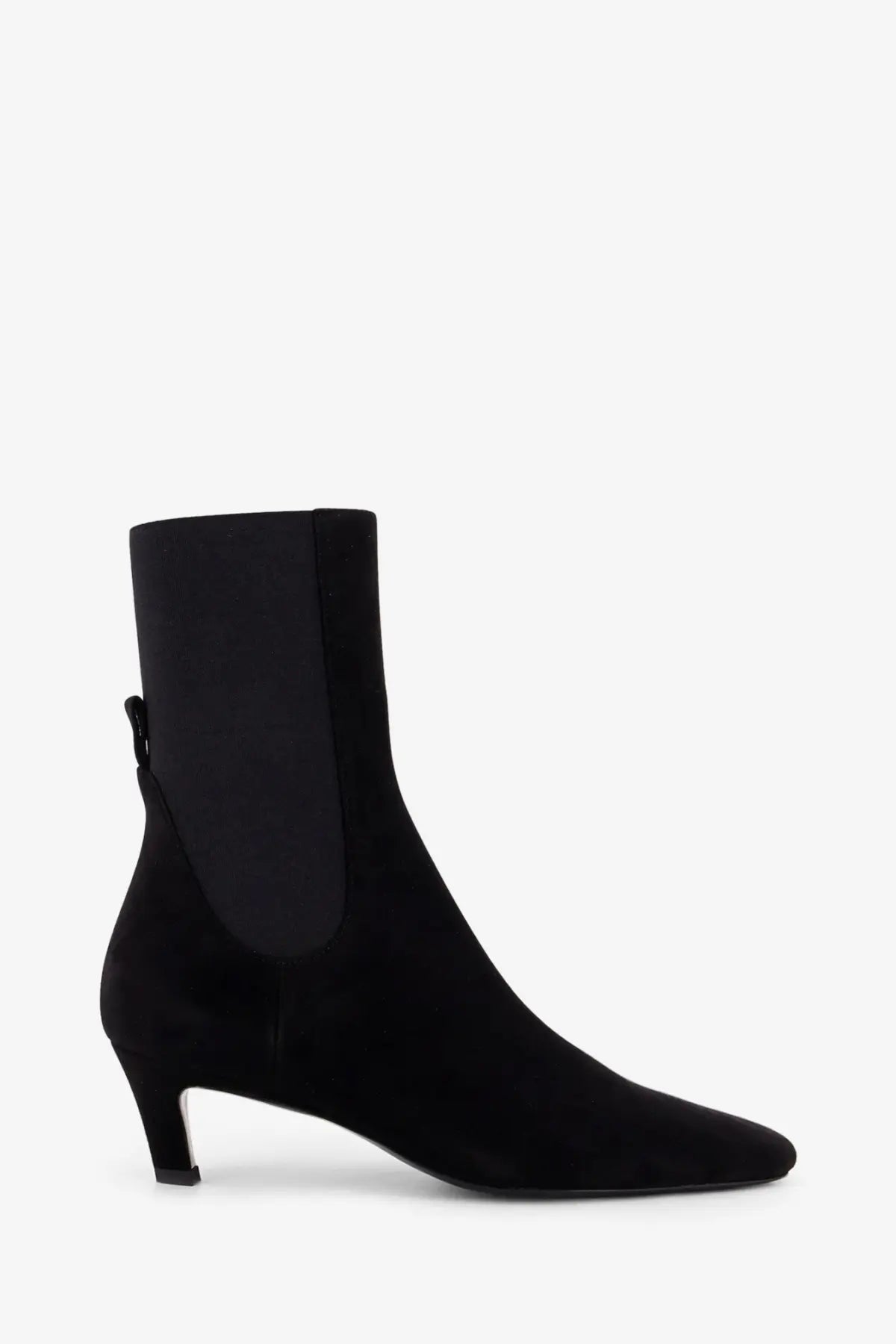 Toteme women’s black suede ankle boot with sleek pointed toe and low heel for stylish everyday wear