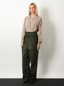 The Frankie Shop Women's Tova Cargo Cotton Trousers Green, view 2