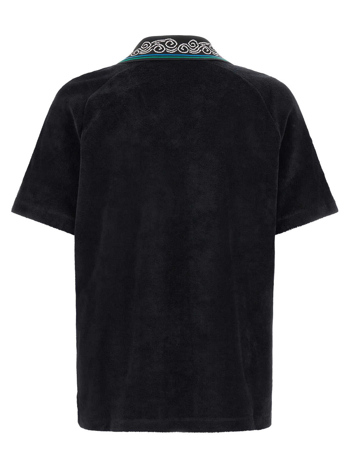 Casablanca Towelling Jacquard Polo Shirt Black, view 2