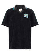 Casablanca Towelling Jacquard Polo Shirt Black