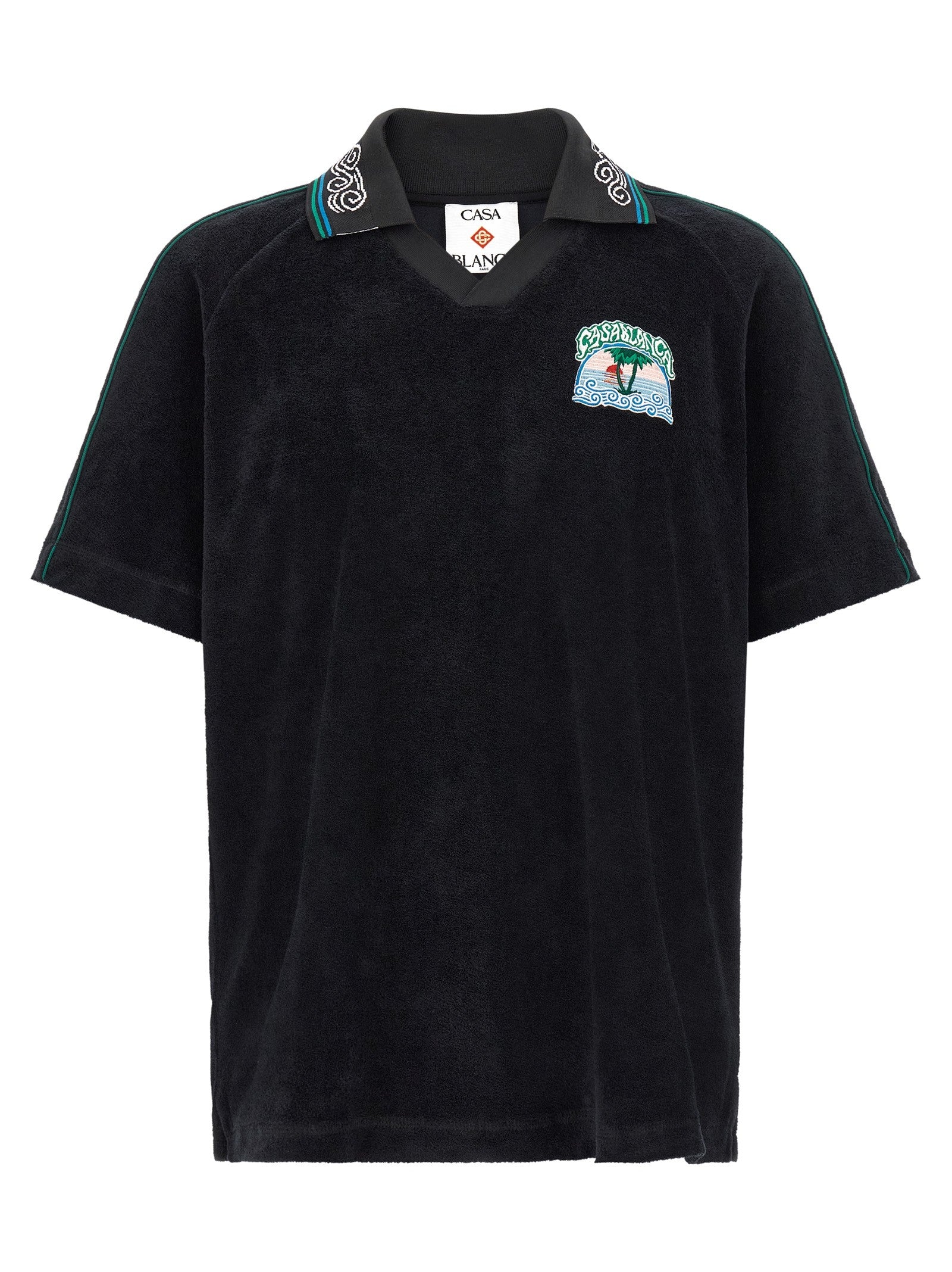 Casablanca Towelling Jacquard Polo Shirt Black
