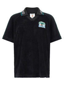 Casablanca Towelling Jacquard Polo Shirt Black