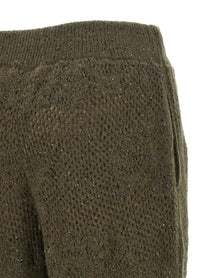 Brunello Cucinelli Track Flower Lace Pants Green