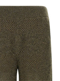 Brunello Cucinelli Track Flower Lace Pants Green