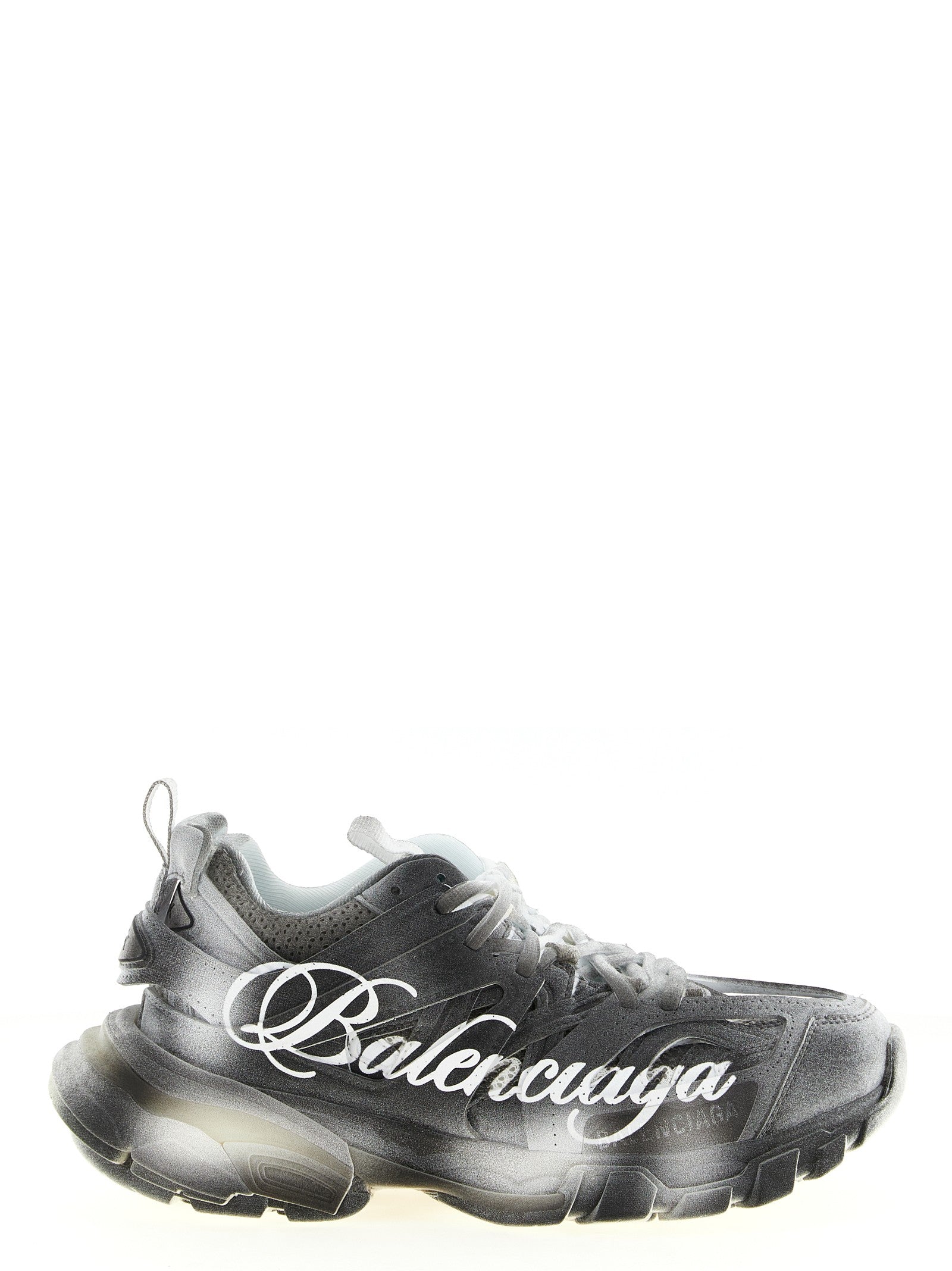 Balenciaga Track Stencil Sneakers Silver