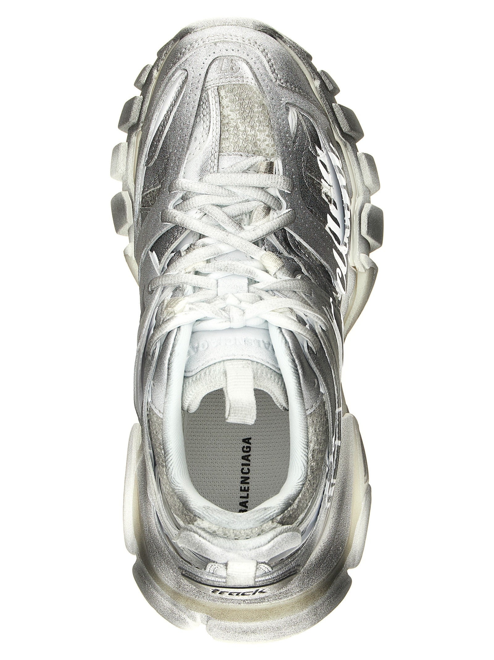 Balenciaga Track Stencil Sneakers Silver