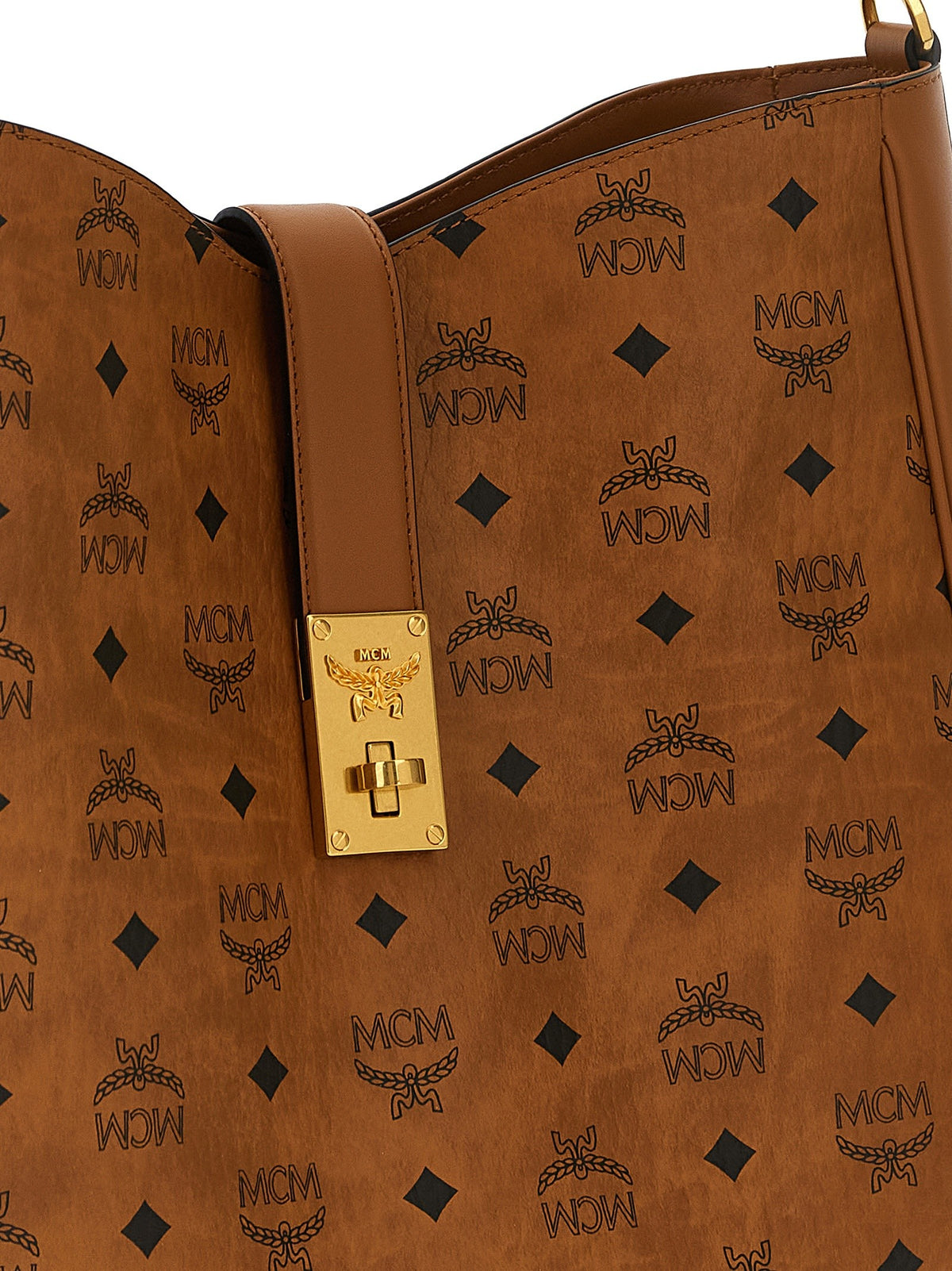 MCM Tracy Large Shoulder Bag Brown, view 3