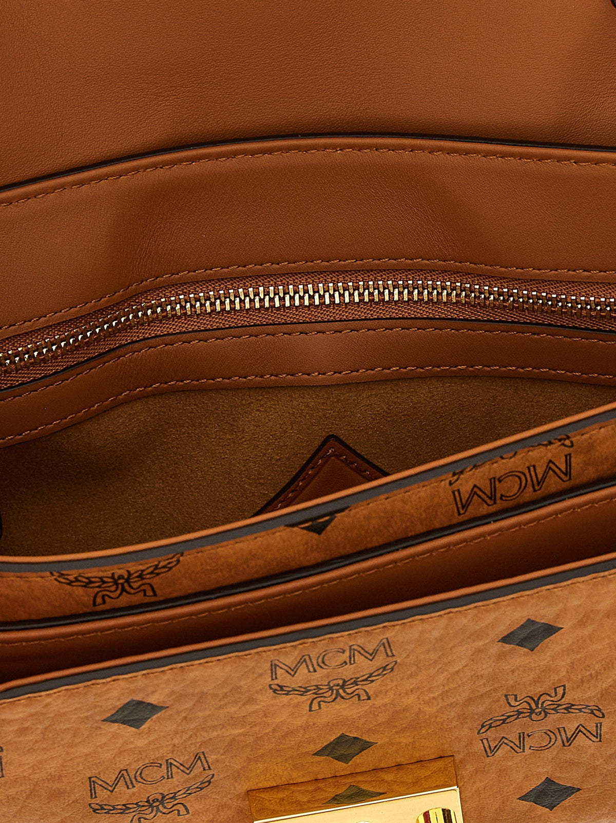 MCM Tracy Medium Shoulder Bag Brown