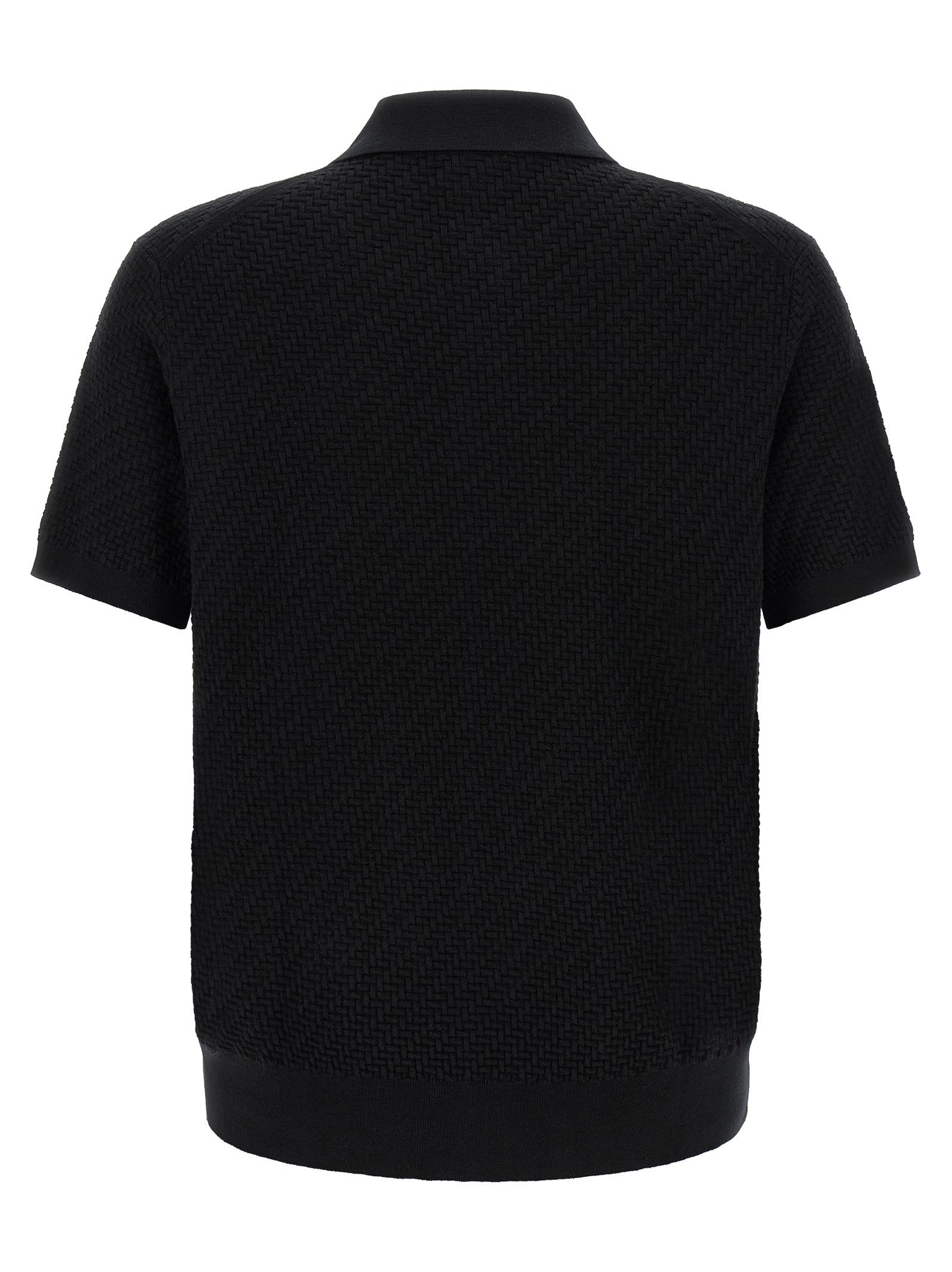 Brioni Trama Weaving Polo Black