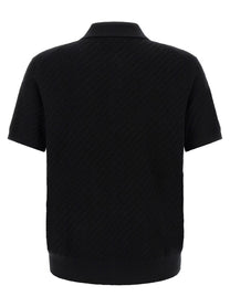 Brioni Trama Weaving Polo Black