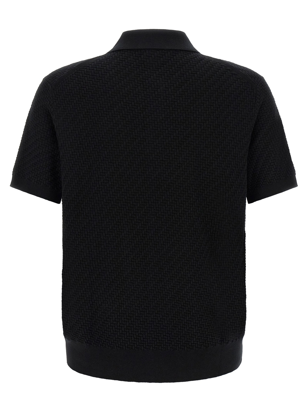Brioni Trama Weaving Polo Black, view 2