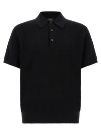 Brioni Trama Weaving Polo Black