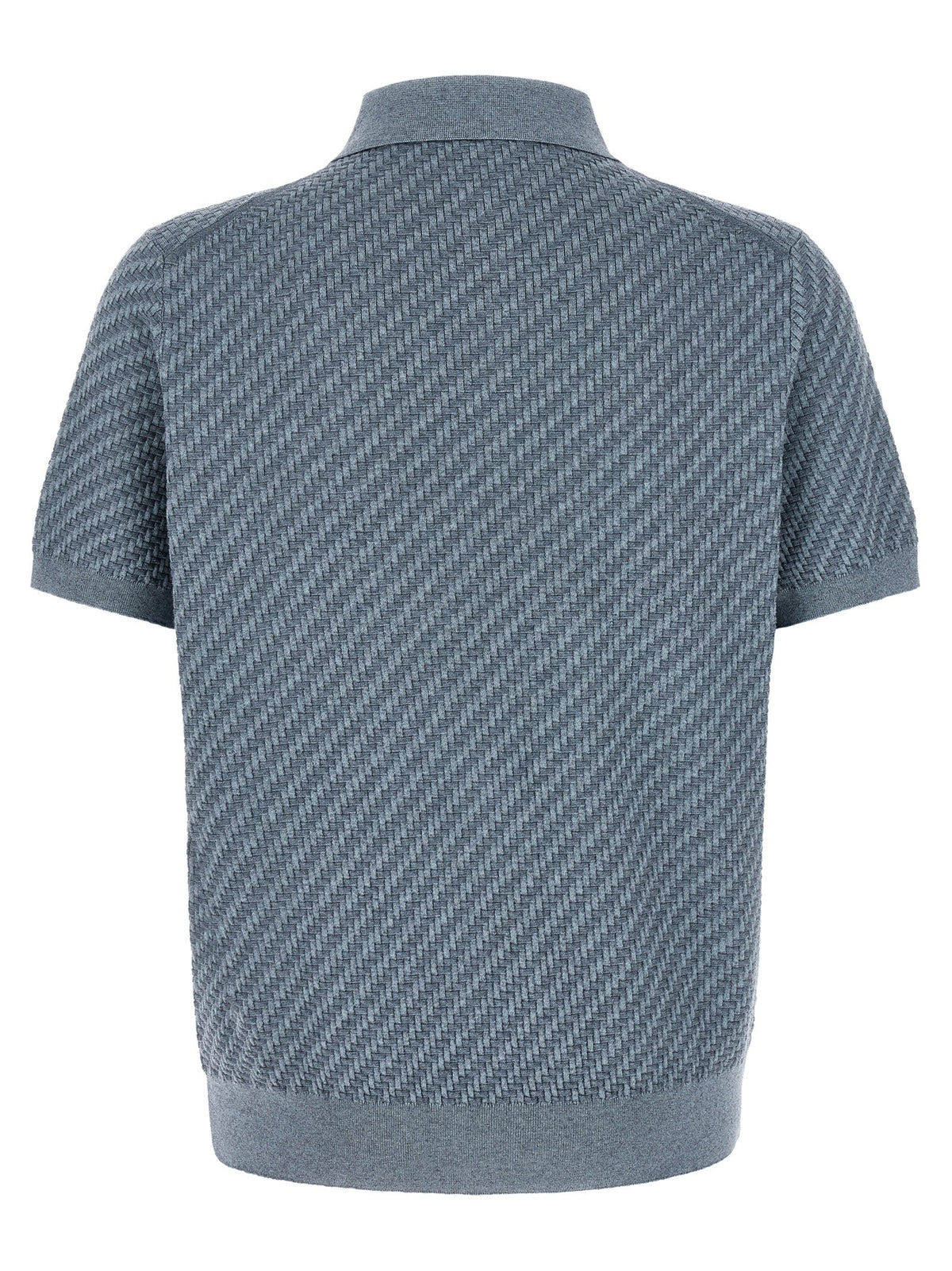 Brioni Trama Weaving Polo Blue
