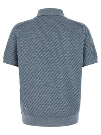Brioni Trama Weaving Polo Blue