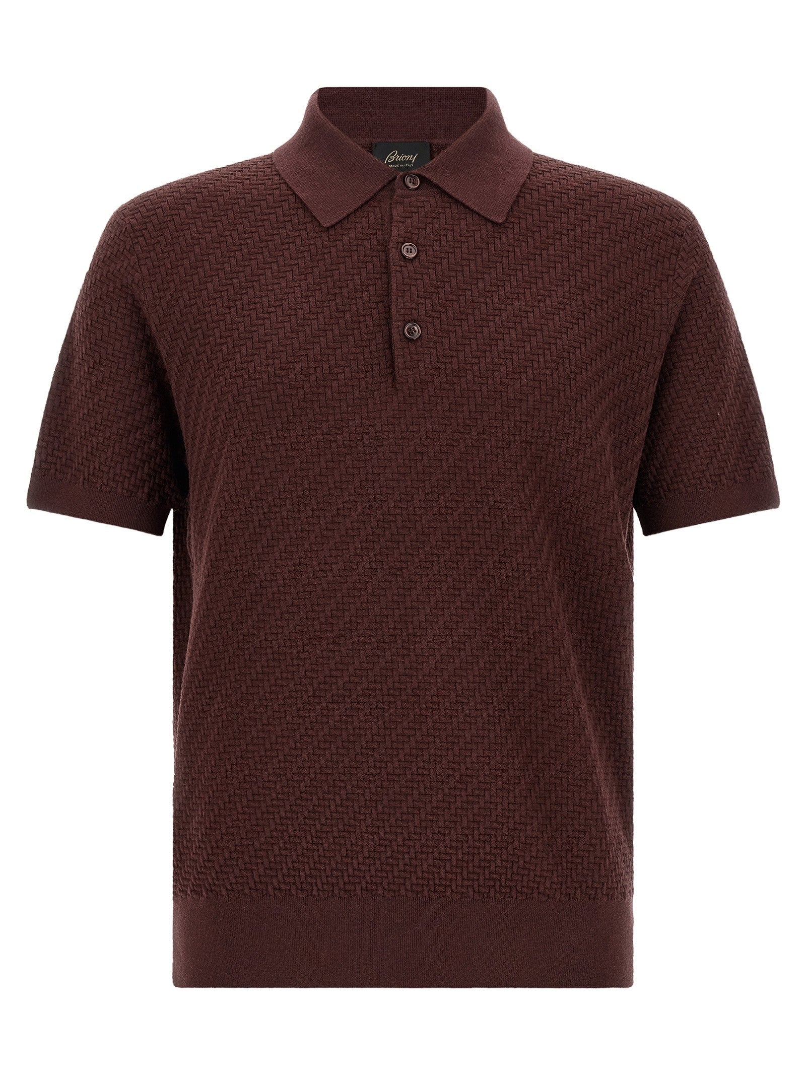 Brioni Trama Weaving Polo Purple