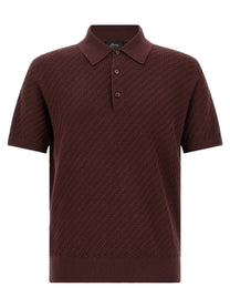 Brioni Trama Weaving Polo Purple