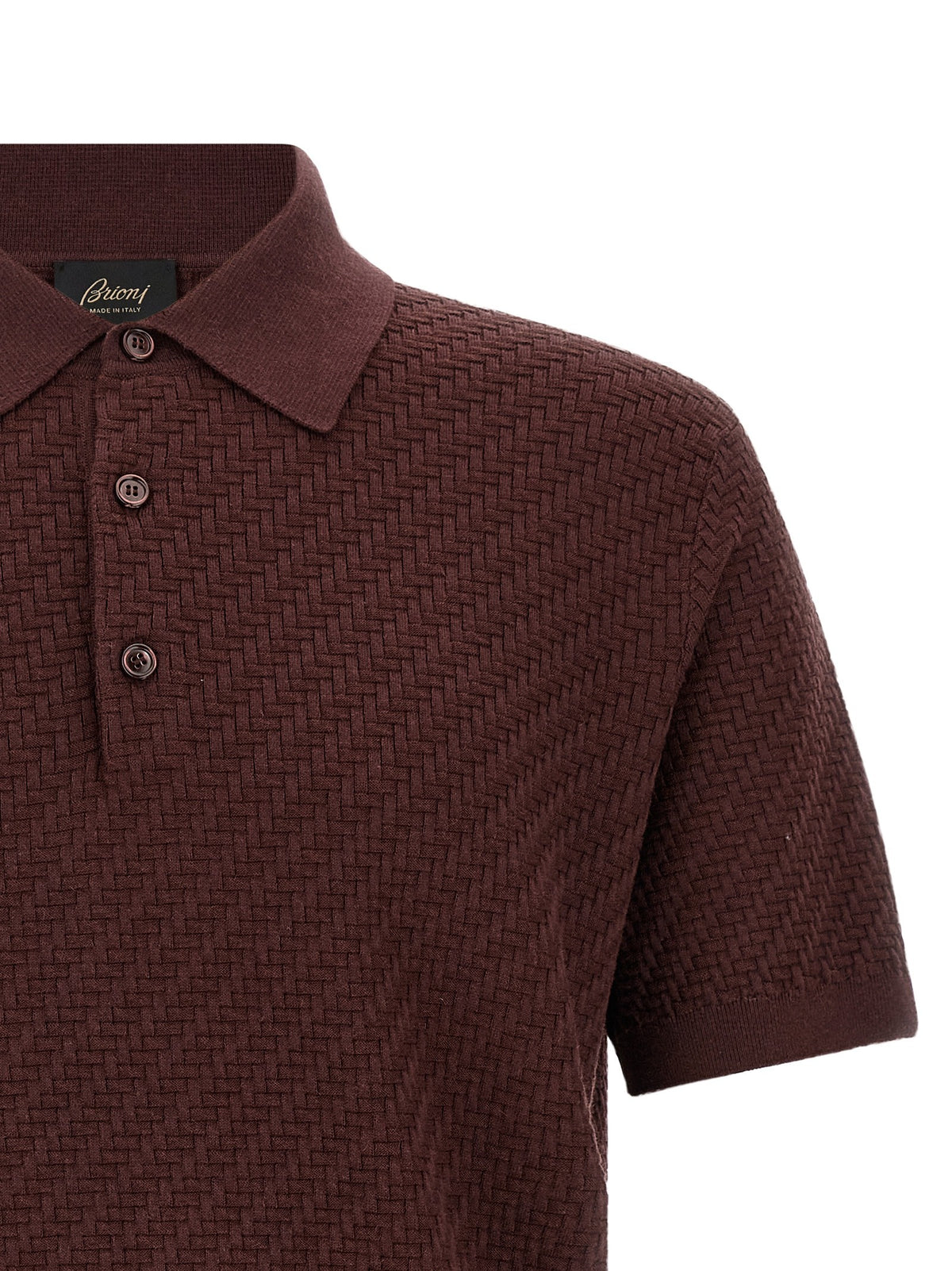 Brioni Trama Weaving Polo Purple