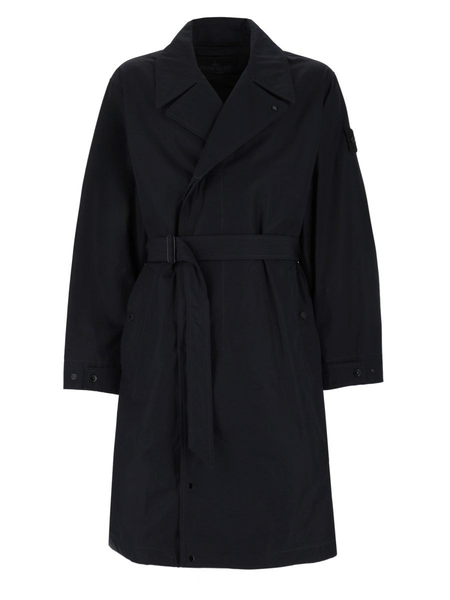 Stone Island Men's Trench Con Cintura Black