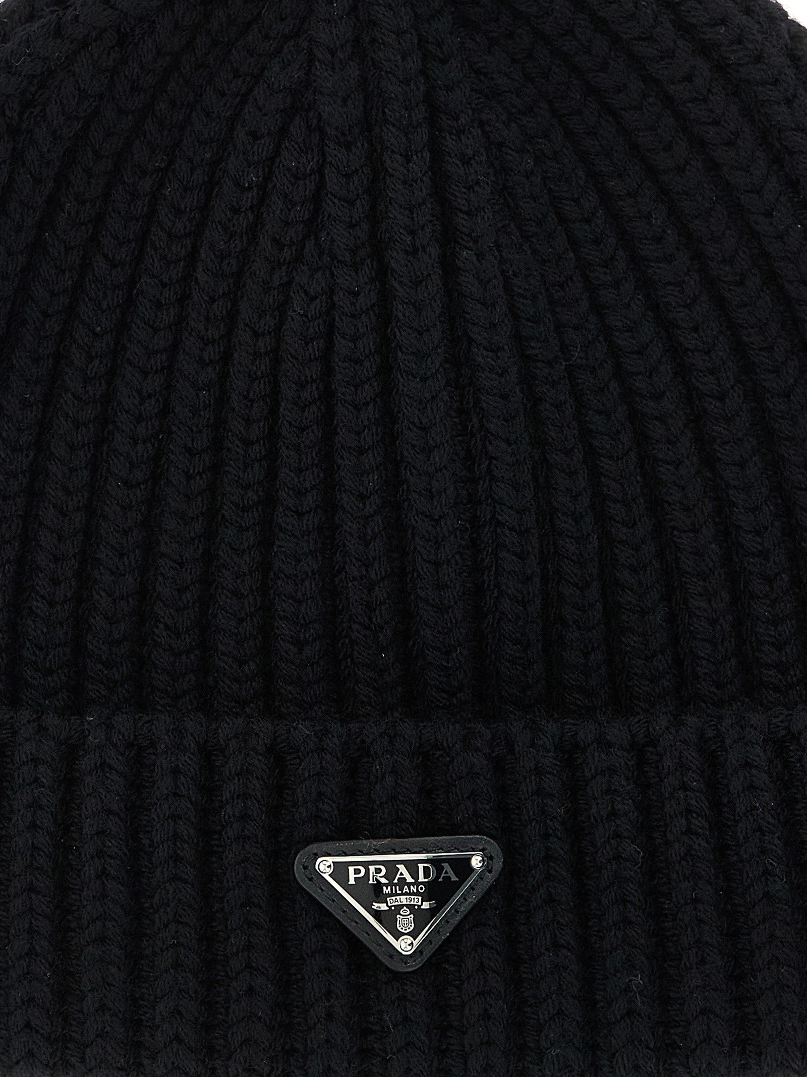 Prada Triangle Beanie Black